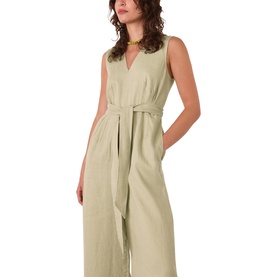 Belted Linen Jumpsuit