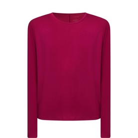 Calvin Klein Ultra-Soft Pyjama Top in magenta, crew neck, long dolman sleeves, relaxed fit, soft stretch modal fabric