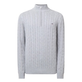 Shield Logo Half-Zip Cable Knit Sweater