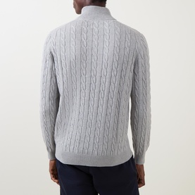 Shield Logo Half-Zip Cable Knit Sweater