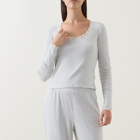 Essential Logo Lace Trim Pyjama Top