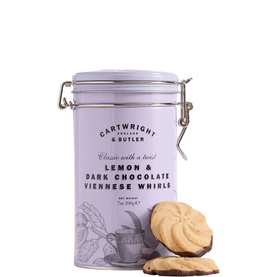 Lemon & Dark Chocolate Viennese Whirls in Tin 200g