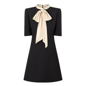 Bow Neck Scarf Mini Dress