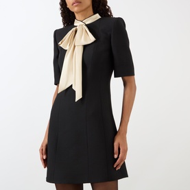 Bow Neck Scarf Mini Dress
