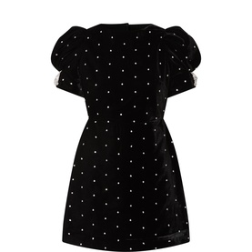 Luna Dotted Velvet Mini Dress