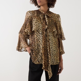 Bea Ruffle Leopard Print Blouse
