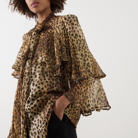Bea Ruffle Leopard Print Blouse
