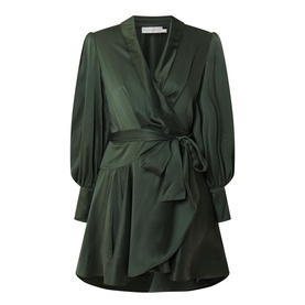 Silk Wrap Mini Dress