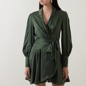 Silk Wrap Mini Dress