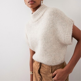 Ribbed Trim Knitted Top
