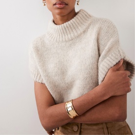 Ribbed Trim Knitted Top