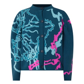 Graphic Barrel-Sleeve Cardigan