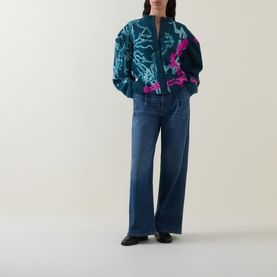 Graphic Barrel-Sleeve Cardigan