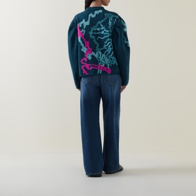 Graphic Barrel-Sleeve Cardigan
