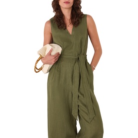 Belted Linen Jumpsuit