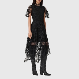 Saege Asymmetric Lace Flared Dress