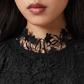 Saege Asymmetric Lace Flared Dress