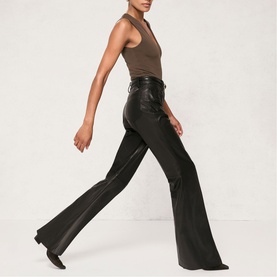 Priya Leather High-Rise Flared Trousers
