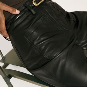 Priya Leather High-Rise Flared Trousers