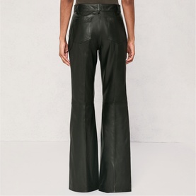Priya Leather High-Rise Flared Trousers