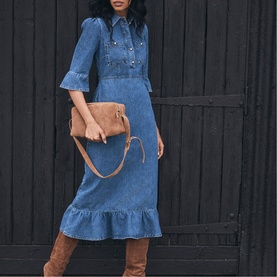 Denim Flared Shirt Dress