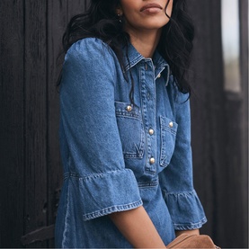 Denim Flared Shirt Dress