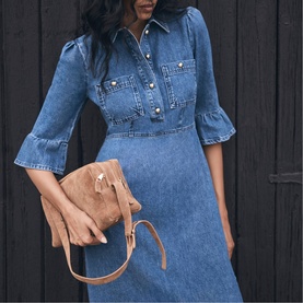 Denim Flared Shirt Dress