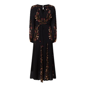 Berry Garden Pleated Flared Dress