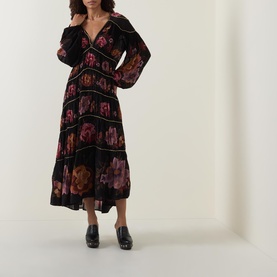 Chenille Floral Painted Dress