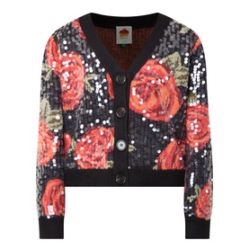 Latin Rose Sequin-Embellished Cardigan