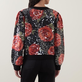 Latin Rose Sequin-Embellished Cardigan