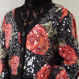 Latin Rose Sequin-Embellished Cardigan