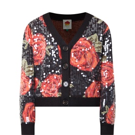 Latin Rose Sequin-Embellished Cardigan