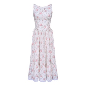 Sienna Floral Lace-Up Flared Dress