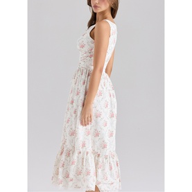 Sienna Floral Lace-Up Flared Dress
