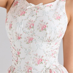 Sienna Floral Lace-Up Flared Dress