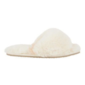 Faux Fur Cross Slider Slippers