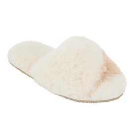 Faux Fur Cross Slider Slippers