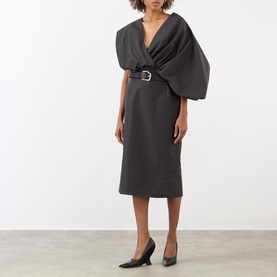 Swaddled Leather Belted Dress