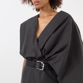 Swaddled Leather Belted Dress