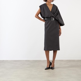 Swaddled Leather Belted Dress
