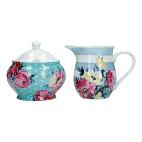 Clovelly Porcelain Sugar Bowl and Creamer Set