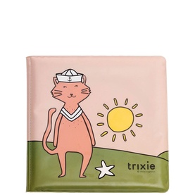 Trixie Mrs. Cat & Friend Colour Changing Bath Book, multi-coloured square softbook featuring illustrated sailor cat character with sun and starfish