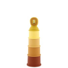 Trixie Mr. Lion Stacking Bath Cups, five-piece silicone set in yellow to rust ombre tones with lion topper