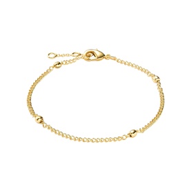 Juvi Bali Beaded Chain Bracelet in gold, delicate curb chain with small gold bead stations and lobster clasp fastening