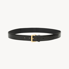 New Line Buckle Croc-Embossed Leather Belt