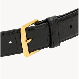 New Line Buckle Croc-Embossed Leather Belt