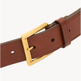 Rectangular Buckle Leather Belt