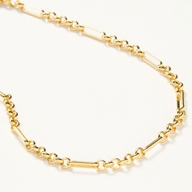 Juvi Koh Tao Chain Necklace in gold with alternating elongated bar and round rolo chain links