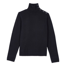 Button Turtleneck Sweater